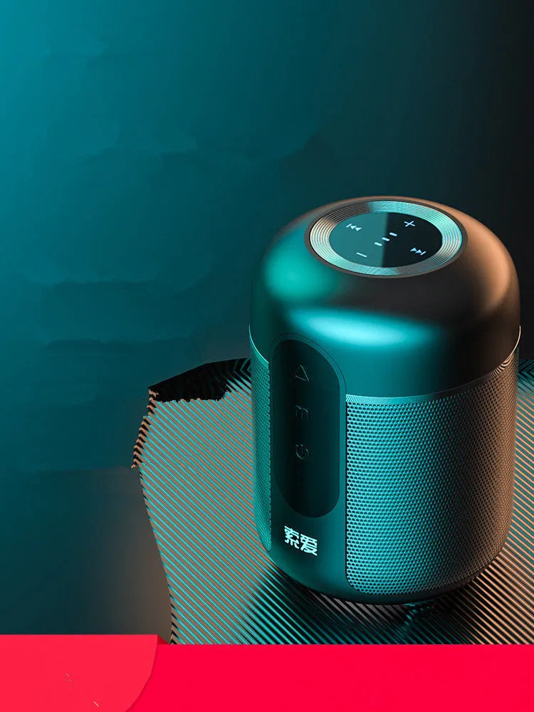 Black portable Bluetooth speaker measuring 72mm by 99mm with wireless connectivity and 30W output