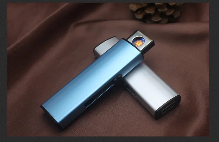 Set of 20 rechargeable metal windproof cigarette lighters in assorted colours.