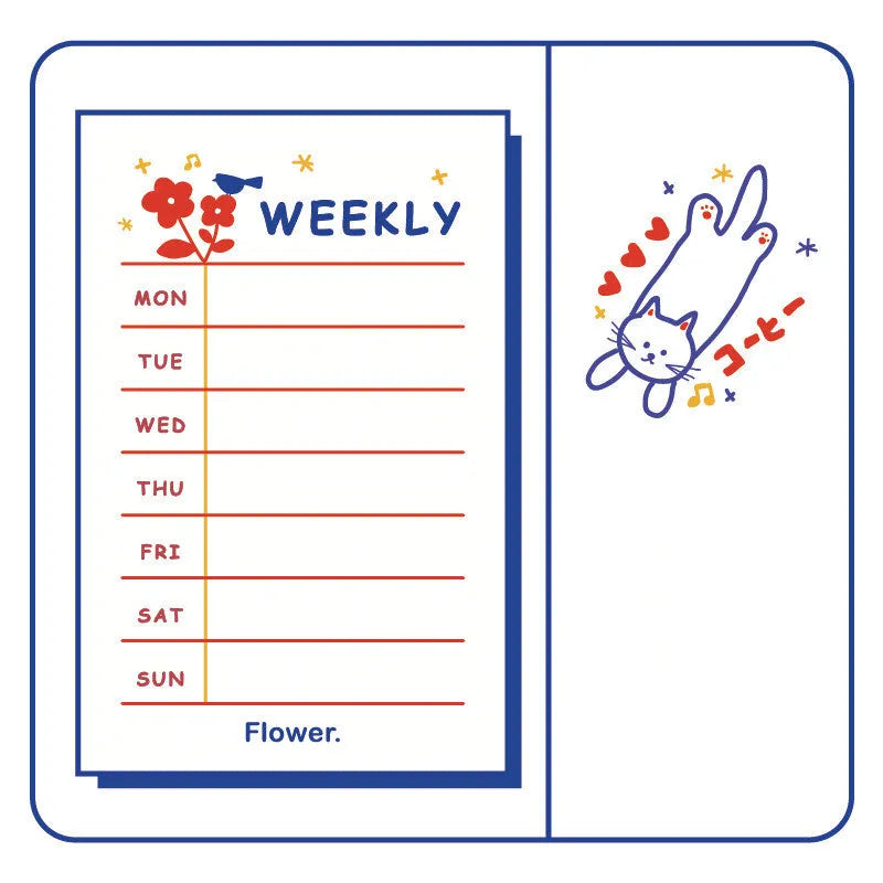 Daily series countdown notes paper planner showing eight design options at 65x100mm size