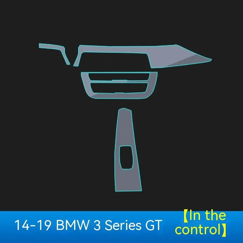 Transparent TPU protective film set for BMW 3 Series centre console and gear shift area, 2014-2020 models
