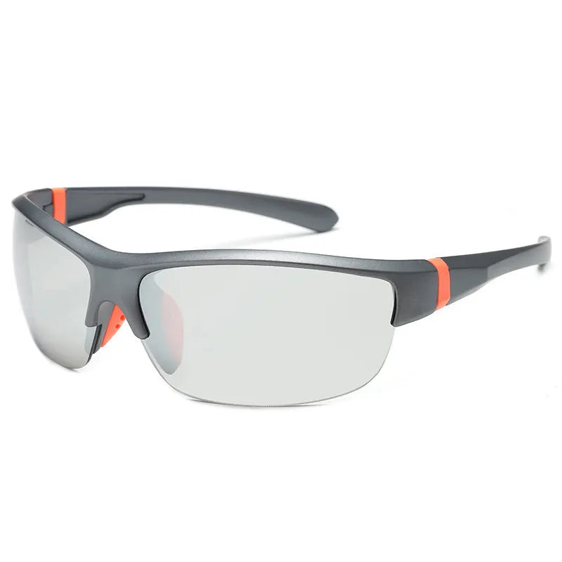 Men's semi-frameless sports sunglasses in PC frame for cycling and outdoor athletics.