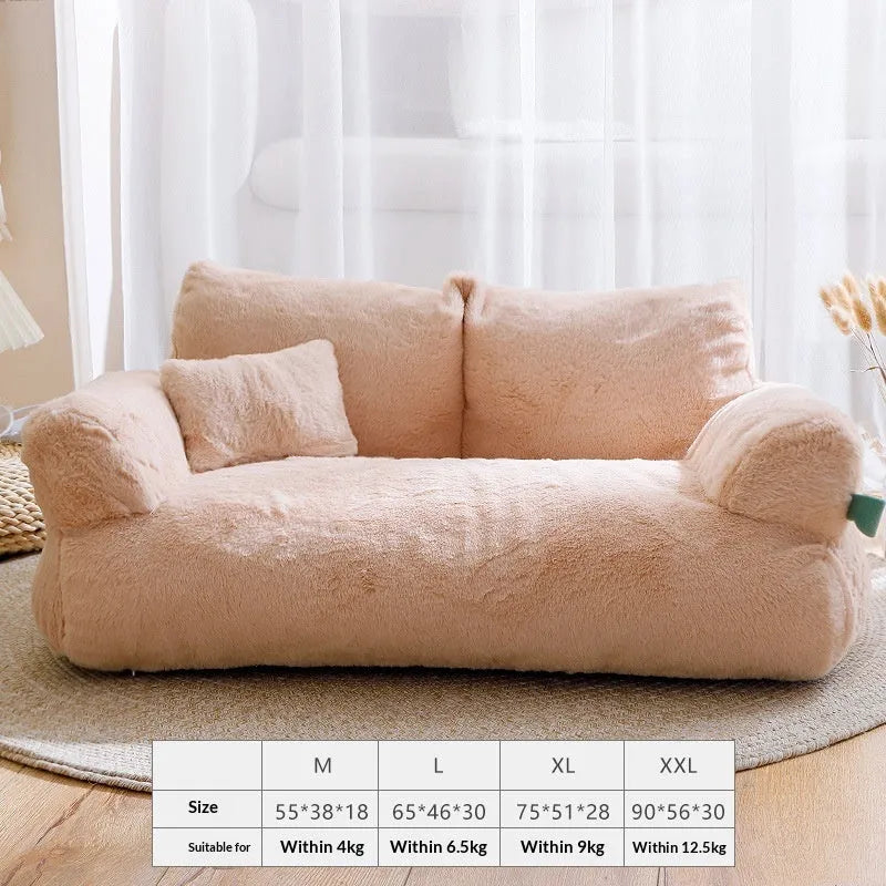 All-season removable washable pet bed in Mousse Coffee colour with soft fabric cover and cushion.