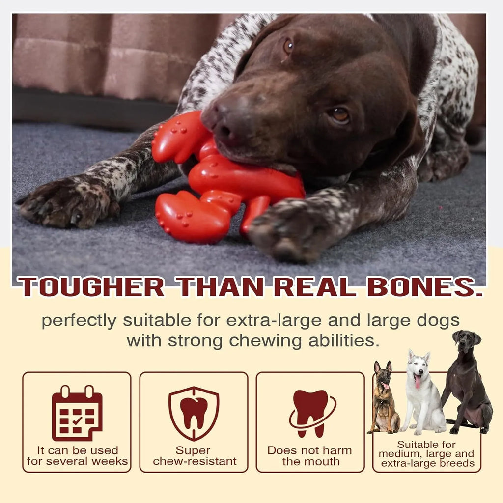 Large red dog chew toy for aggressive chewers with dental benefits