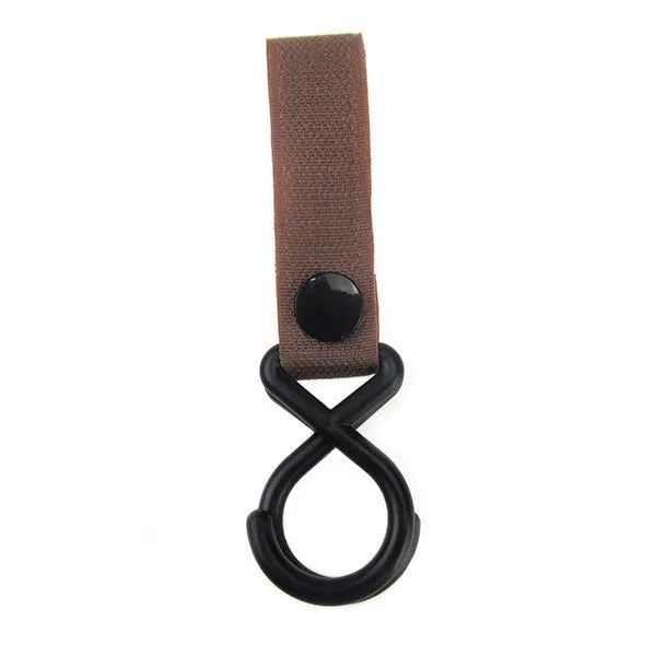 A selection of luggage Velcro hooks in various colours including red, blue, green, and yellow on a white background
