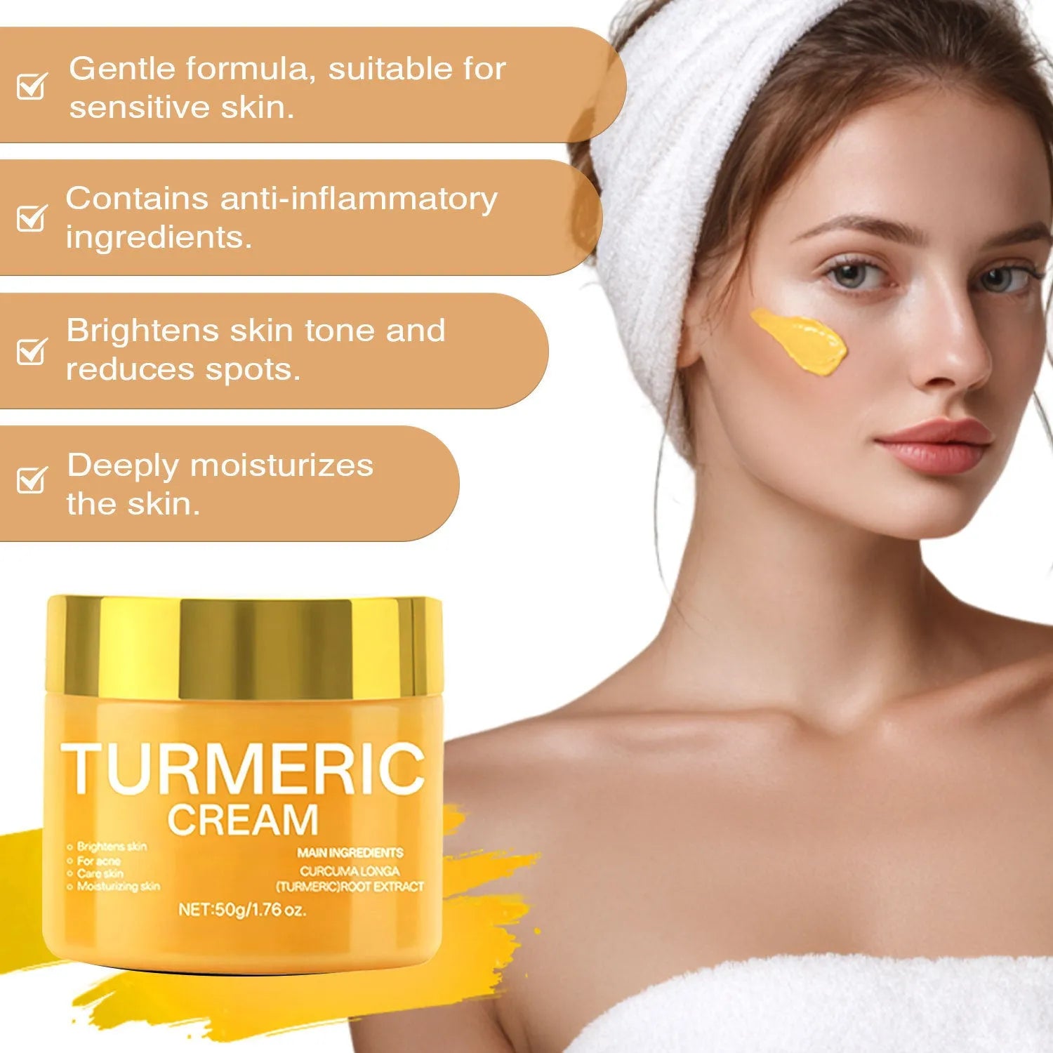 50g jar of hydrating and nourishing moisturising cream for skin brightening
