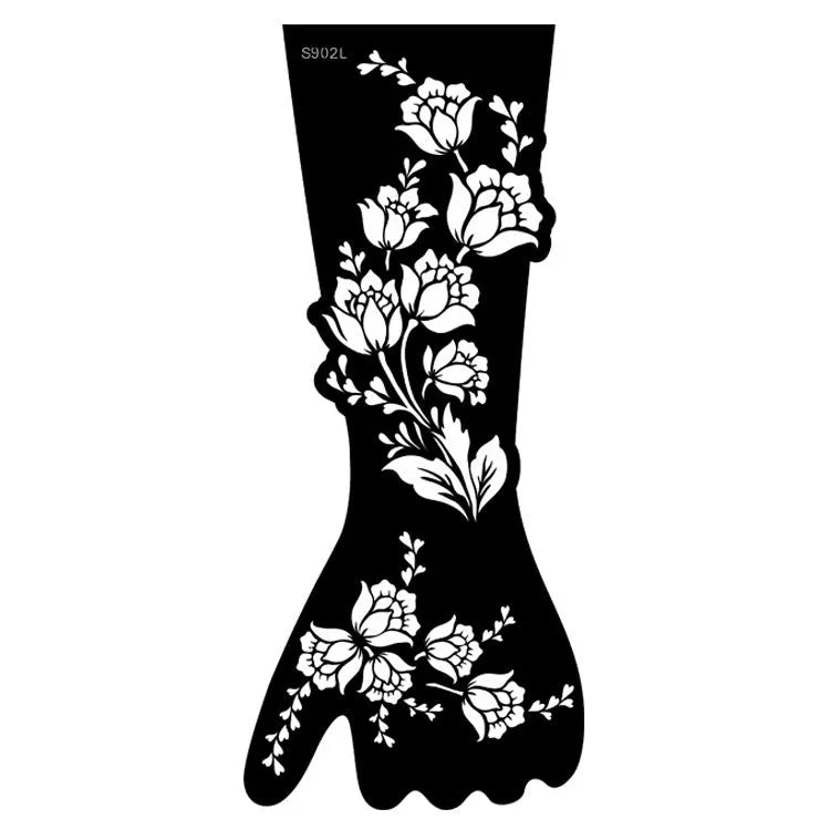 Pack of geometric hollow template tattoo stickers with machine-cut paper stencils for DIY art.
