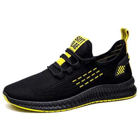 Men's casual trainers with Flying Weave upper, cross straps, and round toe design in multiple colour options