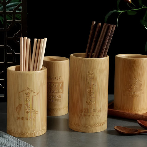 Bamboo chopsticks holder tube in creative style for utensil storage