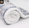 Coral cashmere pet blanket mat with reactive printing, showing a starry sky pattern on a 50x40cm size