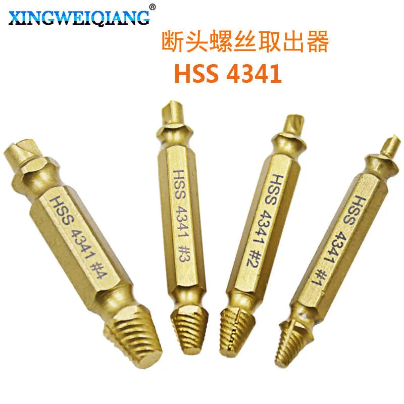 4341 high-speed steel screw extractor set for removing damaged screws and metal fasteners