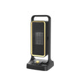 Black PTC ceramic desktop air heater with control knob and compact 14.9x11.1x33.5cm dimensions