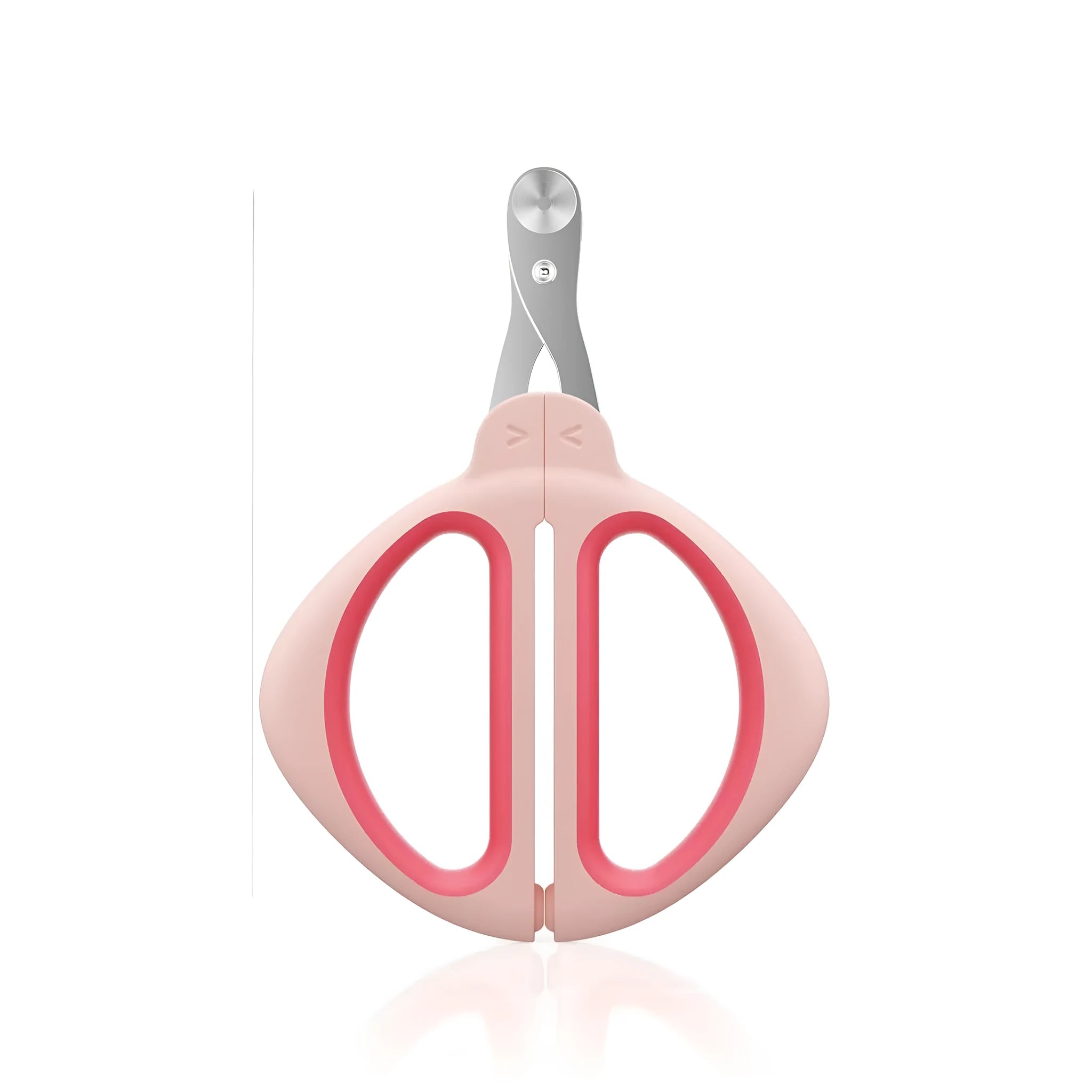 Blue cat nail clipper with a round positioning hole and non-slip handle for safe pet grooming.
