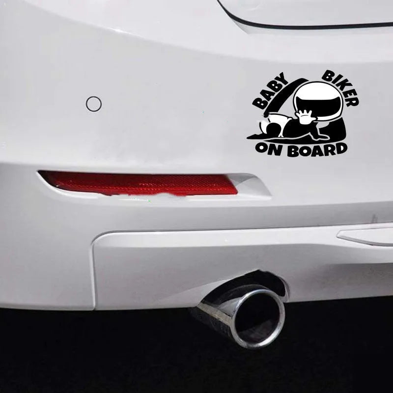 Reflective BABY ON BOARD car warning sticker measuring 14.5 by 15 centimetres