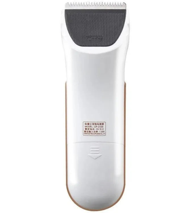 White pet hair clipper with ceramic blade for grooming cats and dogs