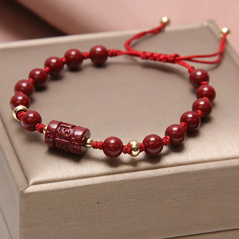 Natural garnet multi-layer crystal bracelet with strawberry quartz, moonstone, and pendant details in Korean light luxury style