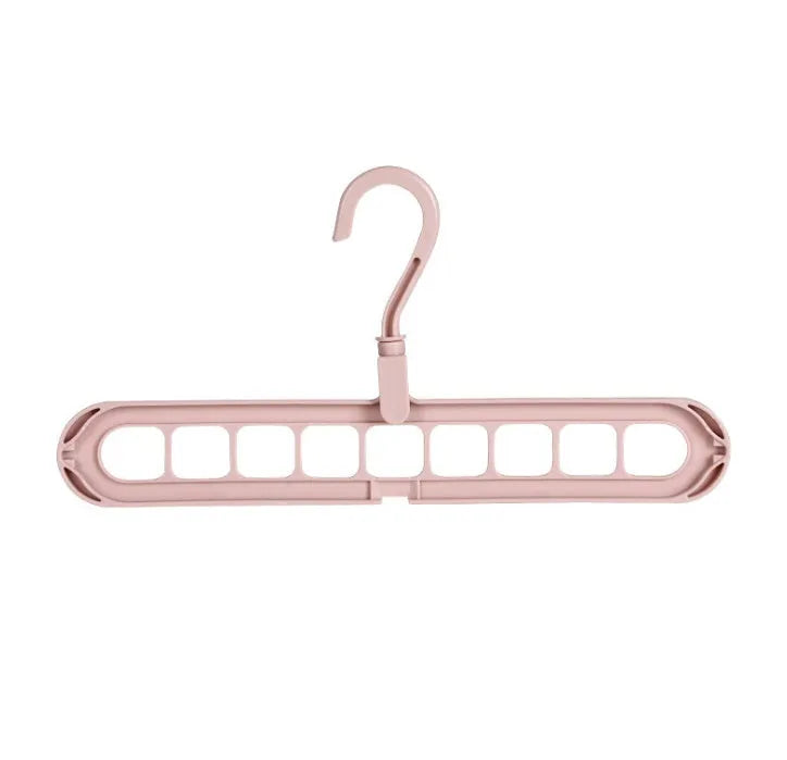 Plastic clothes storage hanger with rotating hook, shown in available colours.