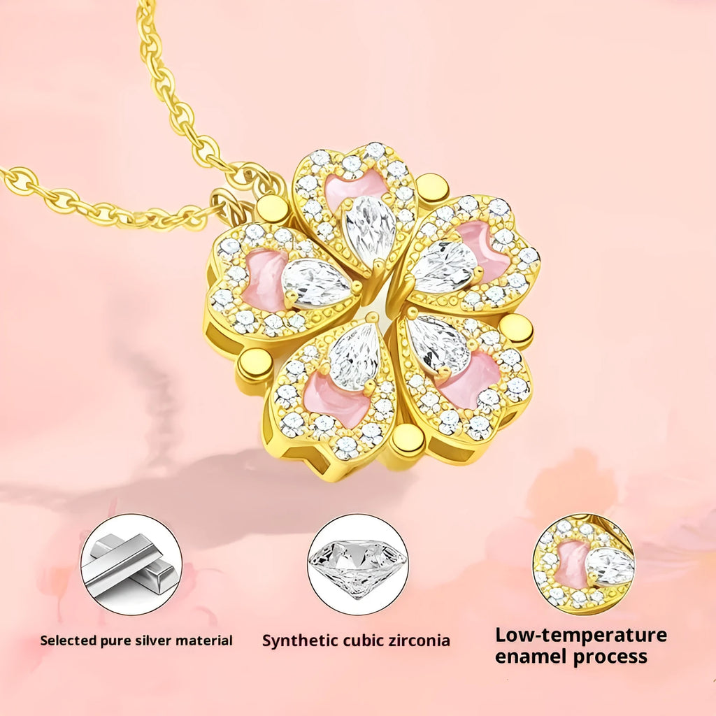 999 silver heart-shaped pendant clavicle chain with cross chain design in rose gold finish