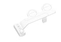 Pure white bidet attachment with button control and detachable nozzle on modern toilet
