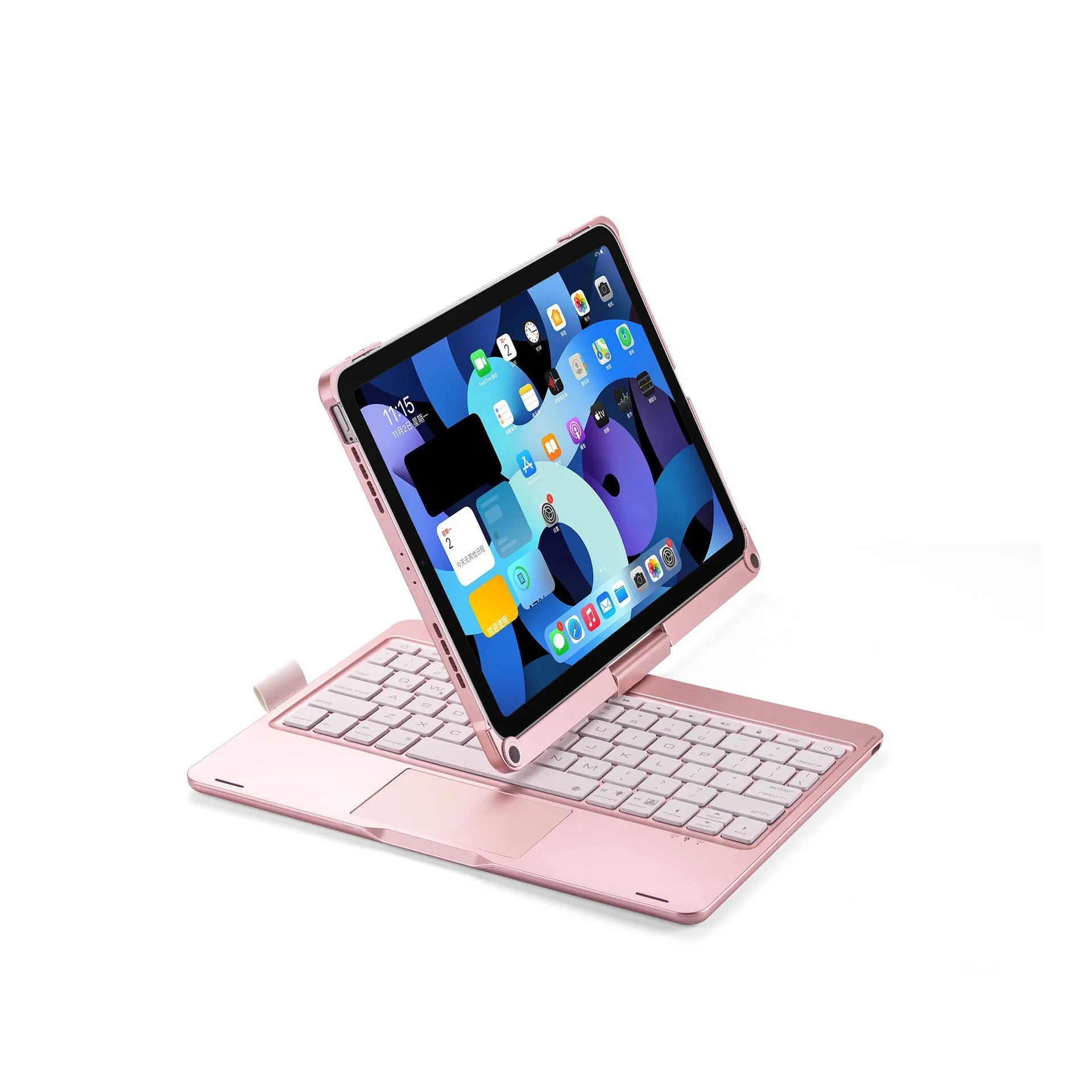 Miaocontrol 360-degree rotating Bluetooth keyboard for iPad tablets in silver colour