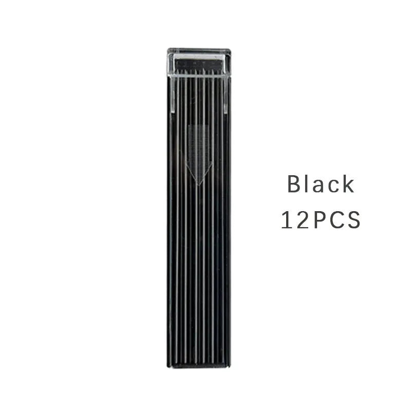 Boxed set of 12 rainbow coloured mechanical pencil replacement leads for drawing and writing