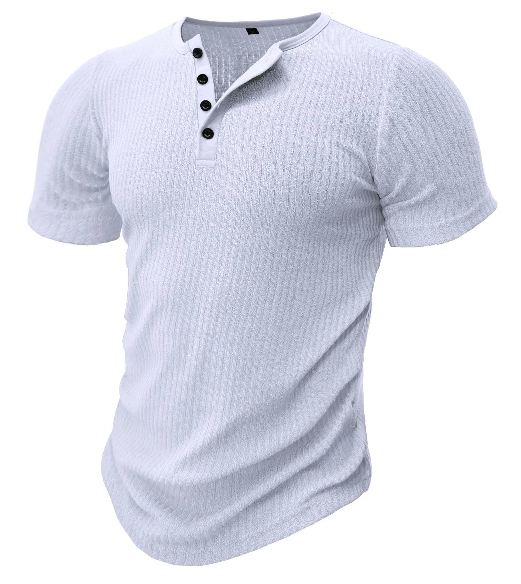 Men's slim-fitting solid colour muscle t-shirt in polyester fabric for sports wear.