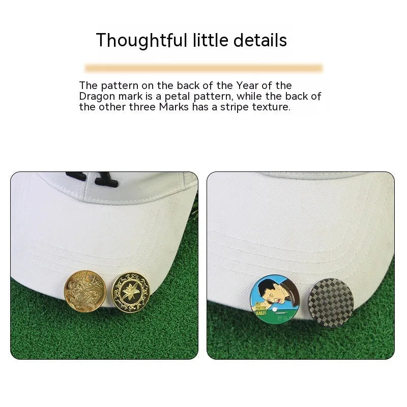Black zinc alloy hat clip with dragon year design for golf accessories and personalisation