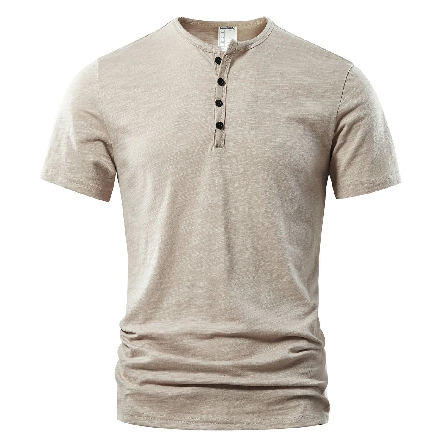 Men's slub cotton short sleeve t-shirt in solid colours showing British style casual design
