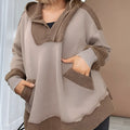Goat Waffle Contrast Patchwork Plus Size Hoodie with Pockets in 1XL-4XL