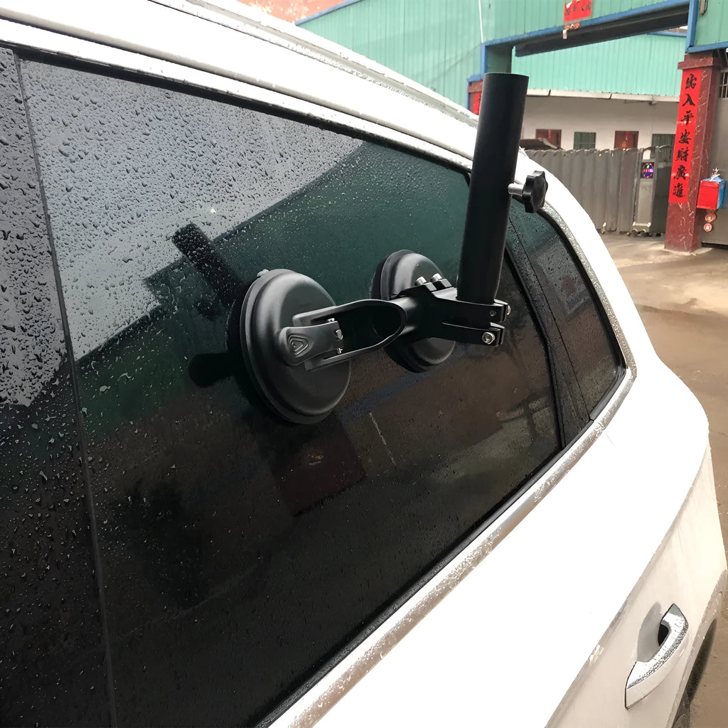 Black off-road car sucker base with round suction cup for vehicle window mounting