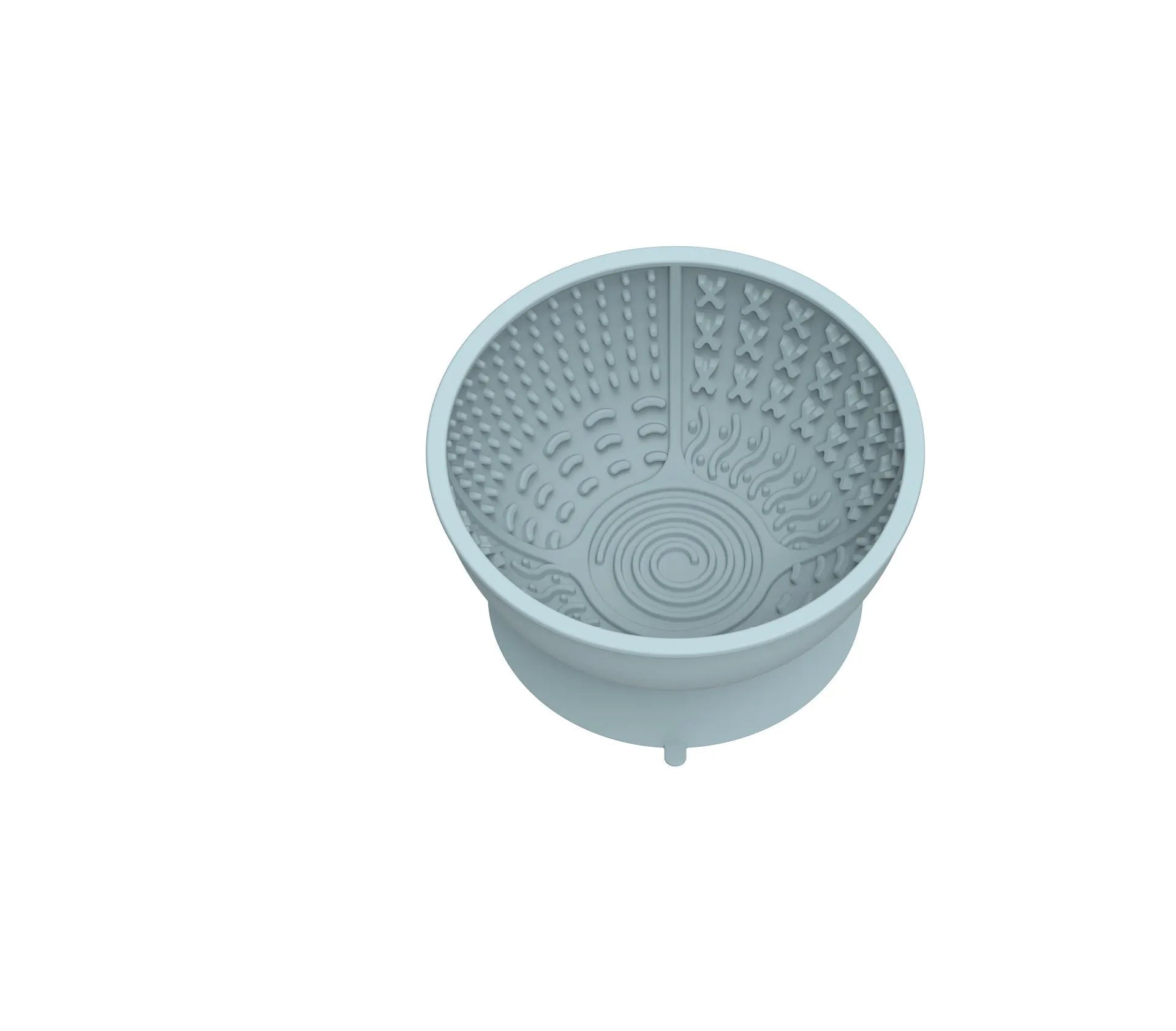 Silicone slow feeder licking mat dog bowl with suction cup base in cyan colour