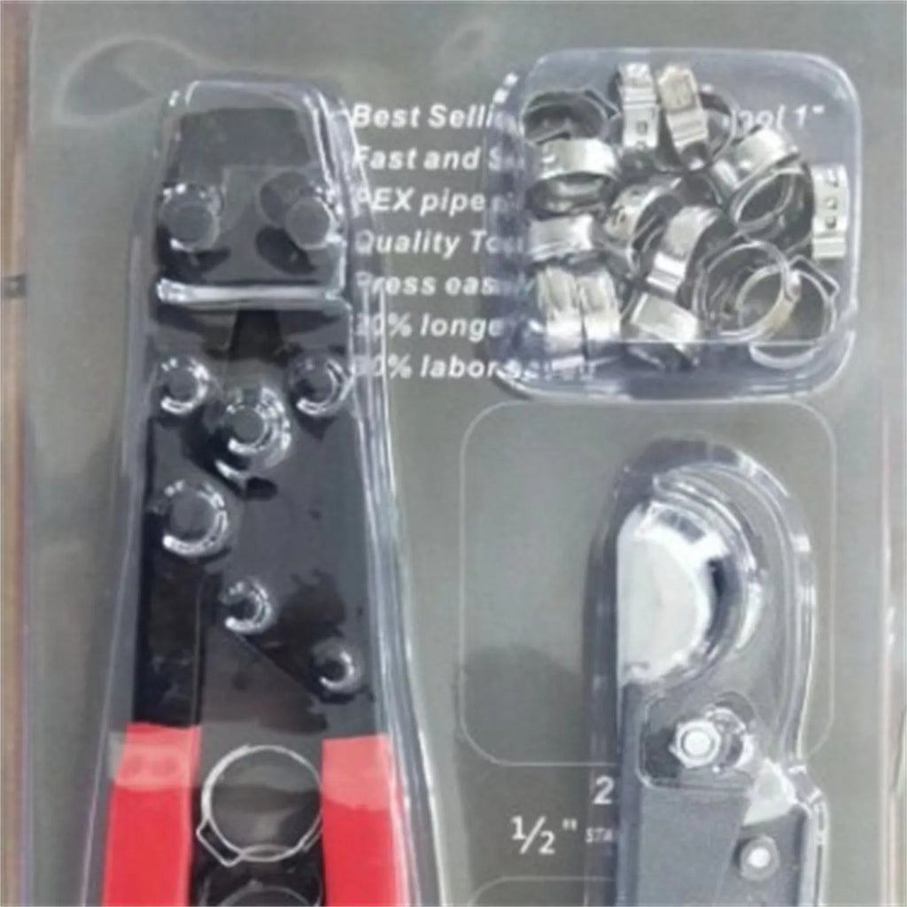 Red cloth finished single ear metal pipe clamp with carbon steel cutting edge.