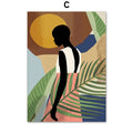 Abstract African women flower leaf mural art canvas painting spray paint on oil canvas unframed rectangular shape