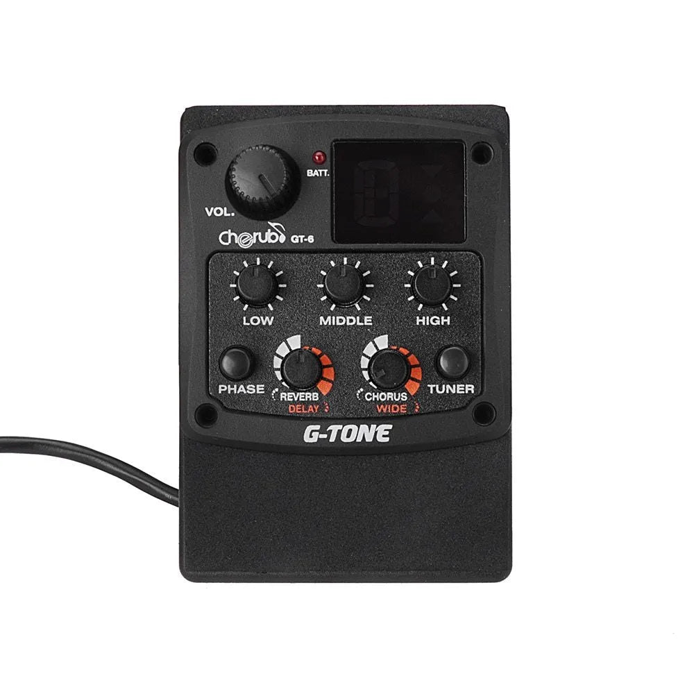Cherub GT-6 black acoustic guitar preamp unit with EQ and effect control knobs