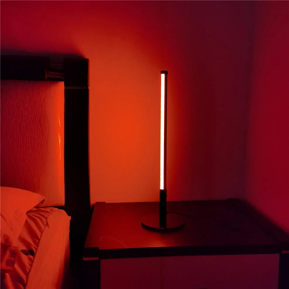 Black retro-style aluminium alloy decorative lamp with warm white and RGB LED lighting.