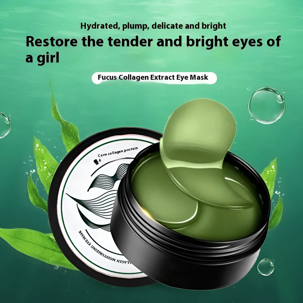 Pack of 60 seaweed collagen essence sheet eye masks for skincare.