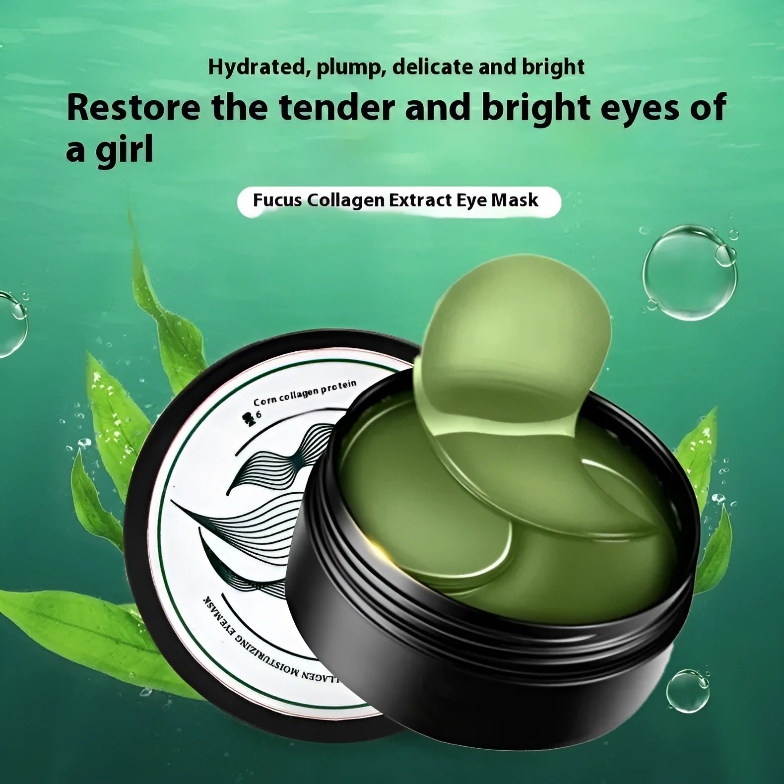 Pack of 60 seaweed collagen essence sheet eye masks for skincare.