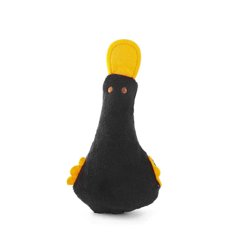 Cute duck plush pet toy with catnip filling and squeak sound for dogs and cats in various colours