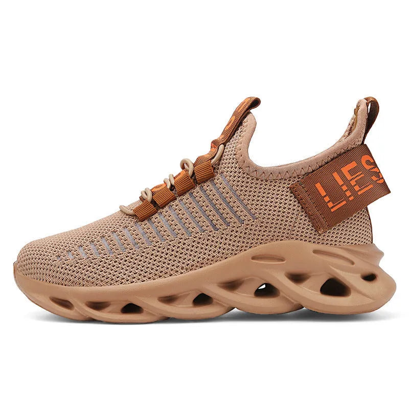 Children's trendy street style coconut sneakers with Velcro closure in black, khaki, or white