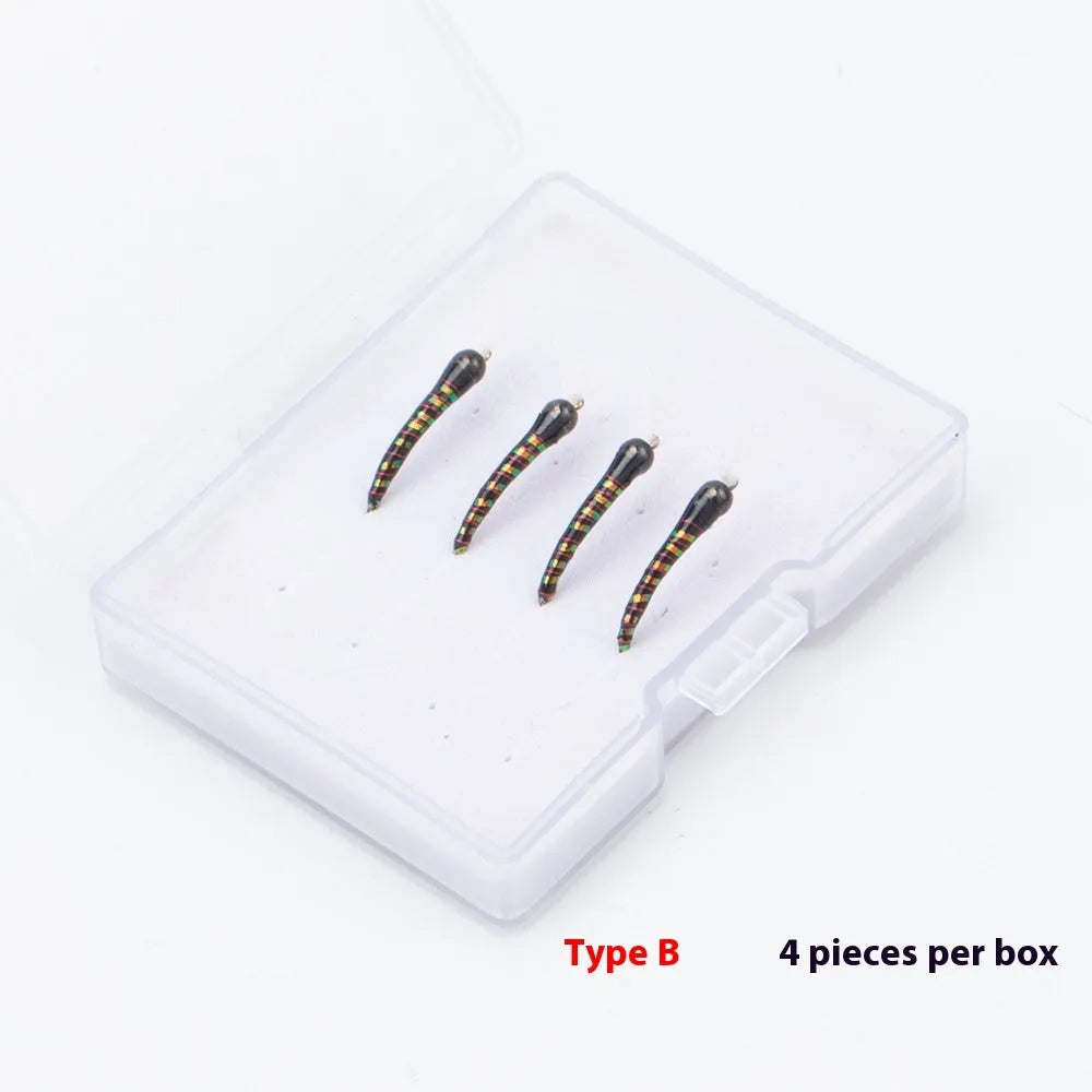 Biomimetic chironomid mosquito larvae lure fishhook bait in box