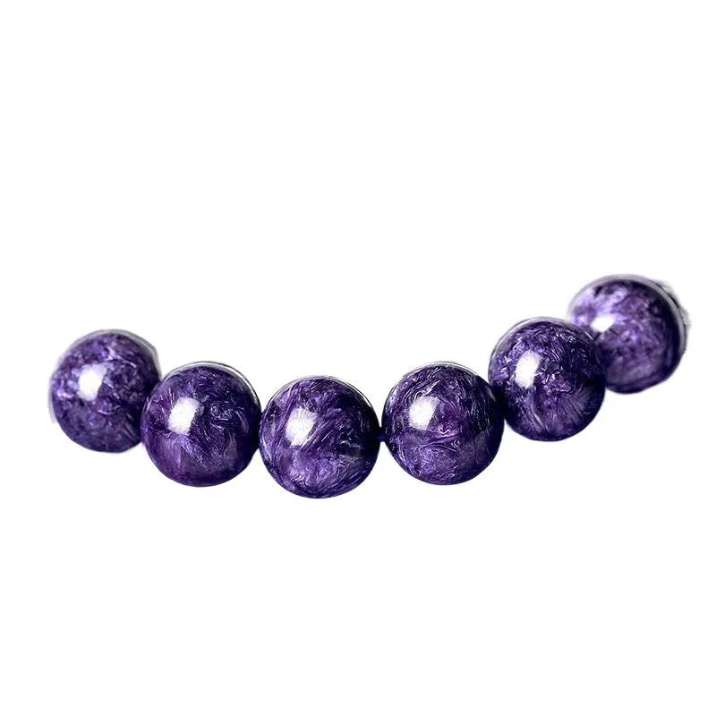 Natural Charoite crystal bracelet with transparent stones and platinum fittings