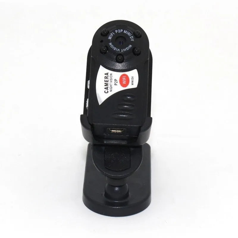 Black wireless security camera with 1.5-inch LCD screen and 16x optical zoom lens