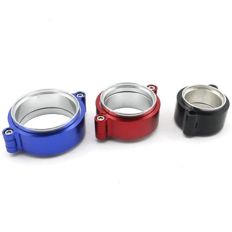 Aluminium fixed movement exhaust clamp for car modification in black, blue, or red colours