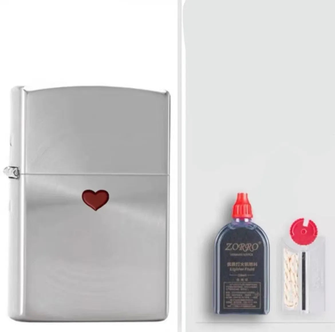 Windproof kerosene lighter with artistic design, steel and copper construction, 58x39x13mm dimensions