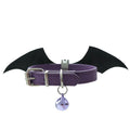 Small dog collar with devil wings and bell detail in patent leather satin material