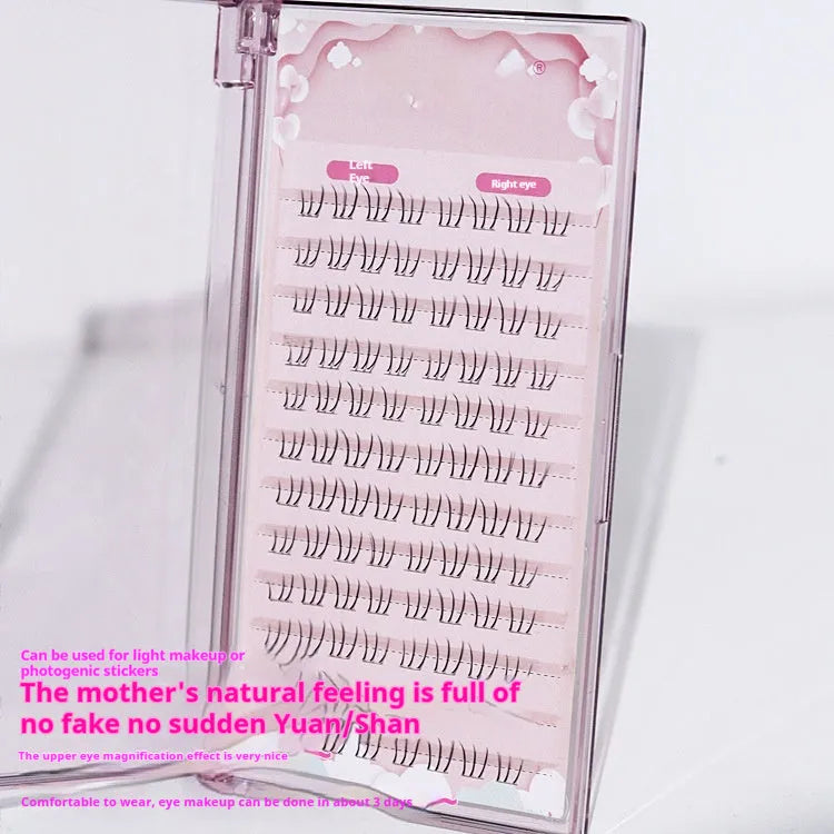 Kitten's Paw design false eyelashes with segmented sheer root in mixed 4-5-6mm lengths