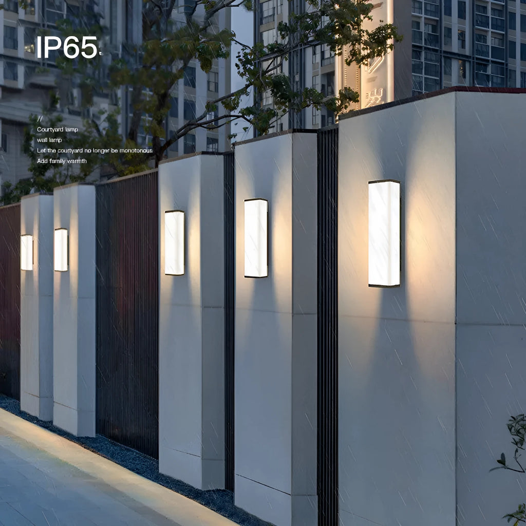 Outdoor wall light with stainless steel and PC construction measuring 60cm high with 125mm wall projection