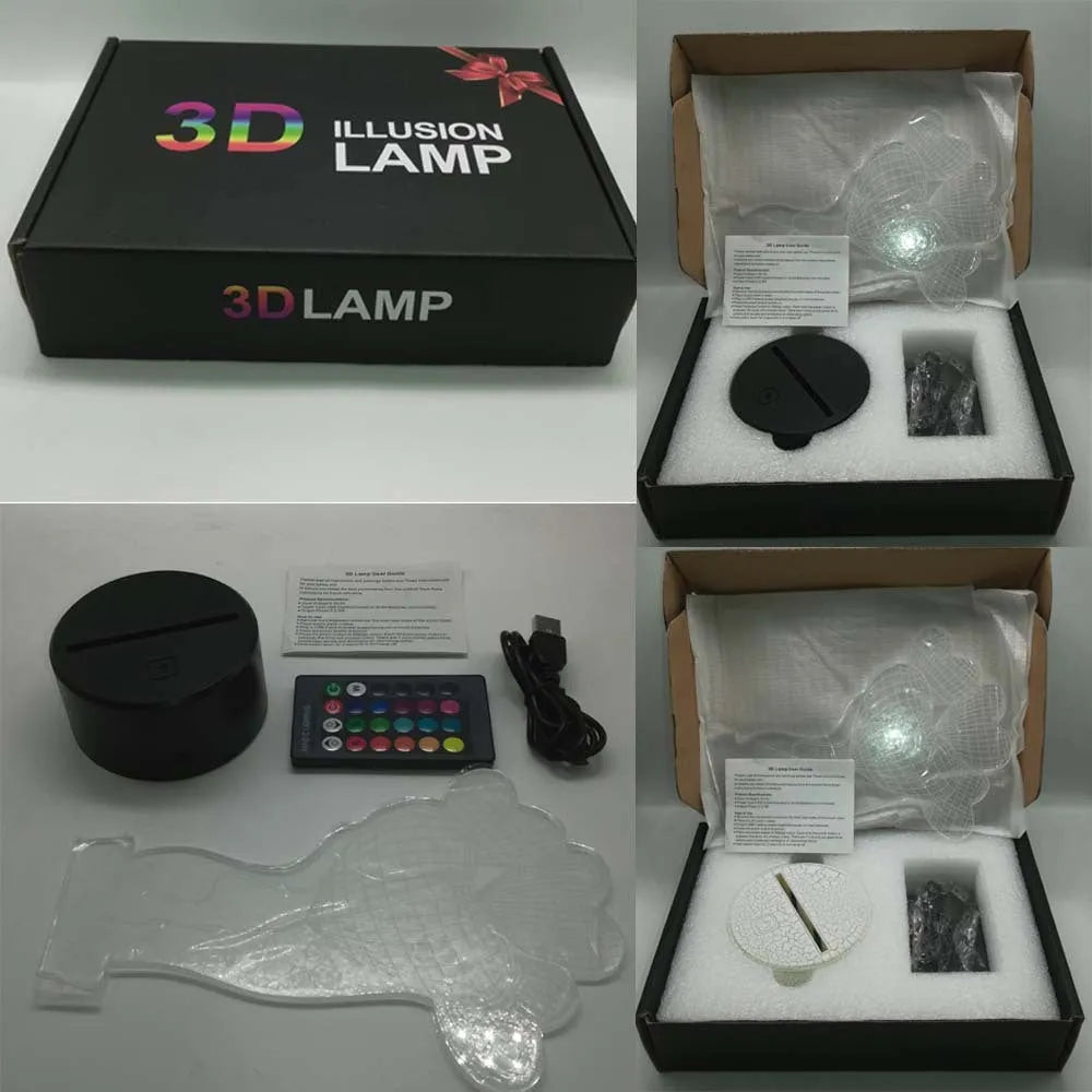 3D rose flower decorative night light with remote control on a bedside table.