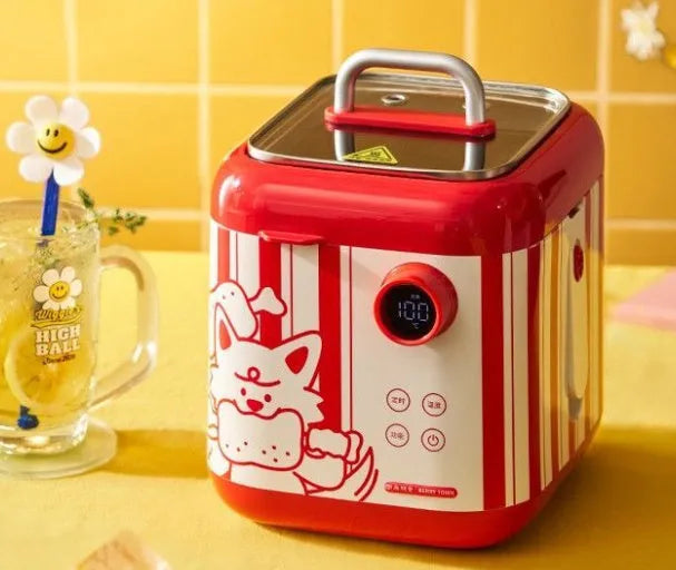 Multifunctional mini smart electric cooker with ceramic inner pot and LCD display