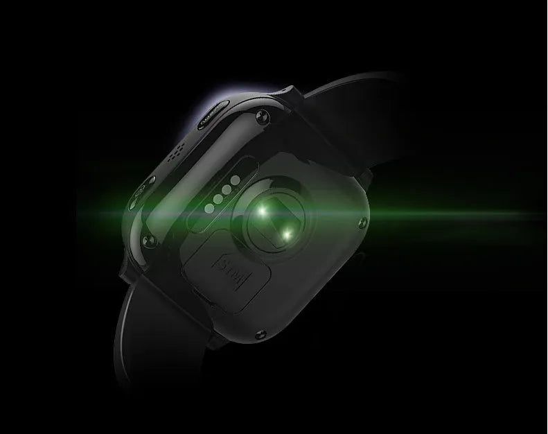 Black smart positioning watch for the elderly with a wrist strap and visible SOS button.