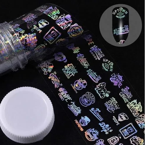 1 metre x 4 cm starry sky nail sticker roll with printed stars in plastic bottle outer box